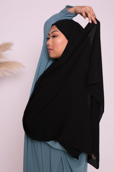 Hijab ready to tie black medina silk