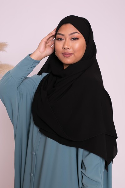 Hijab listo para atar seda medina negra