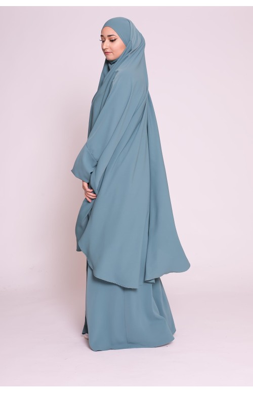 Jilbab 2pièces bleu vert boutique musulmane pour femme