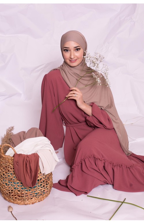 Hijab jersey luxe soft prêt à nouer taupe