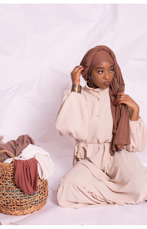 Hijab jersey luxe soft prêt à nouer chocolat