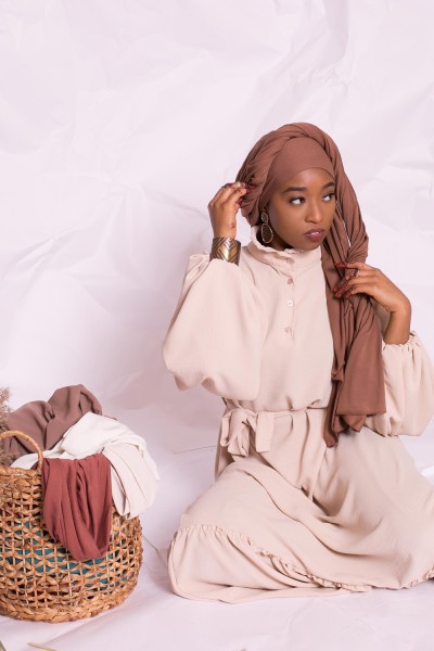 Hijab jersey luxe soft prêt à nouer chocolat