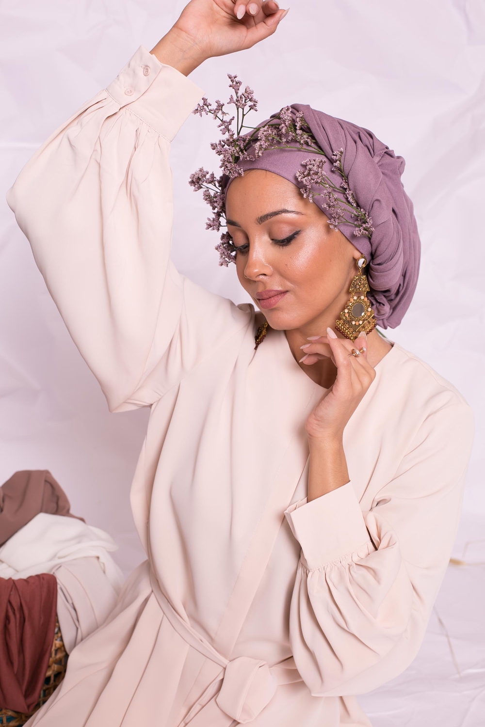 Hijab jersey luxe soft prêt à nouer lilas foncé