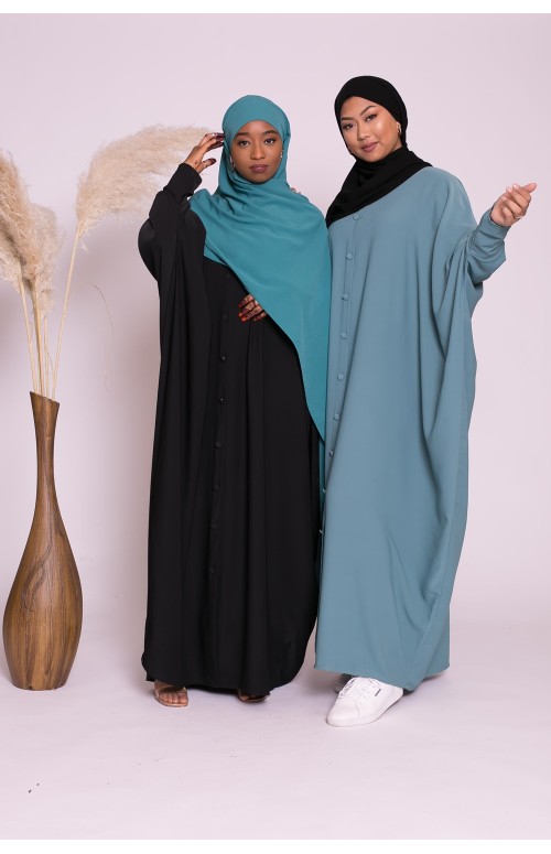 Abaya farasha faux boutons noir boutique femme musulmane