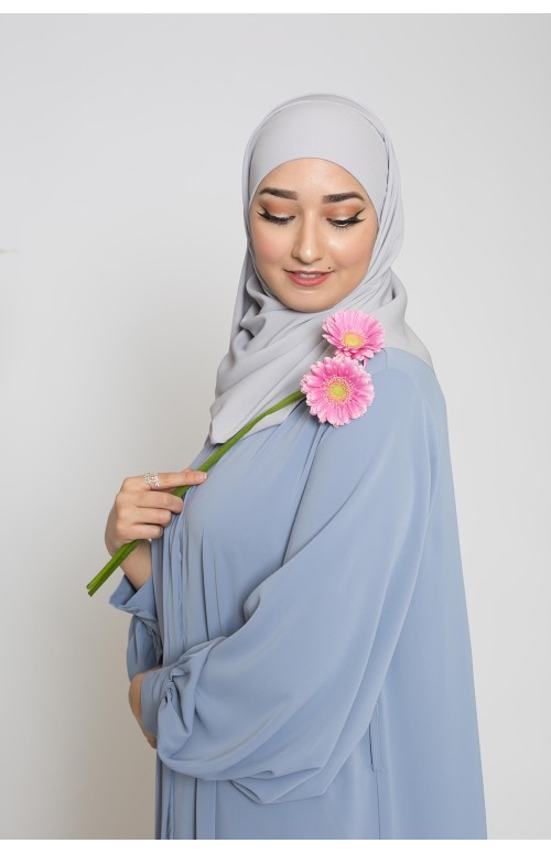 Hijab prêt à nouer soie de médine gris clair nouvelle collection boutique femme musulmane