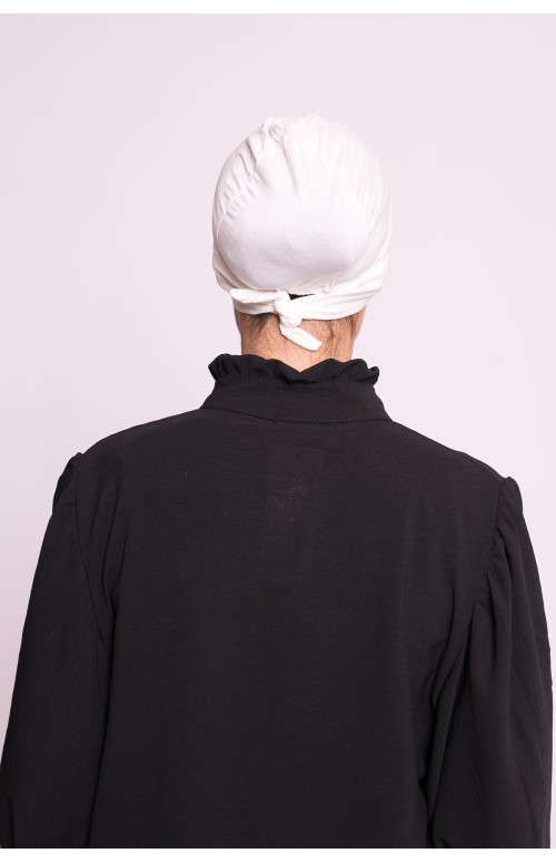 Bonnet croisé à nouer blanc cassé sous hijab boutique musulmane