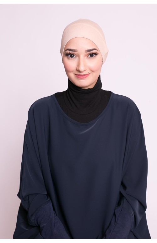 Bonnet tube double face beige sous hijab 