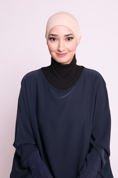 Bonnet tube double face beige sous hijab 