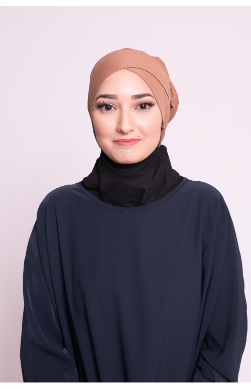 Bonnet tube double face camel sous hijab boutique musulmane