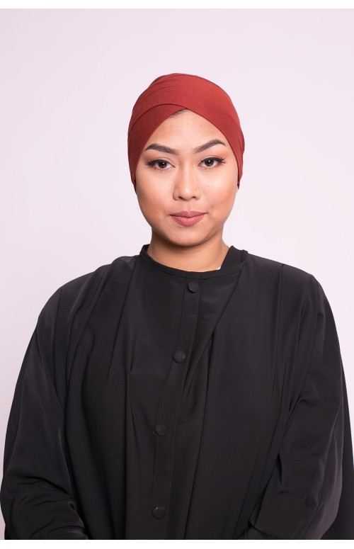 Bonnet tube double face brique marroné sous hijab boutique musulmane
