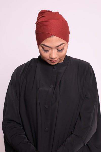 Bonnet tube double face brique marroné sous hijab boutique musulmane