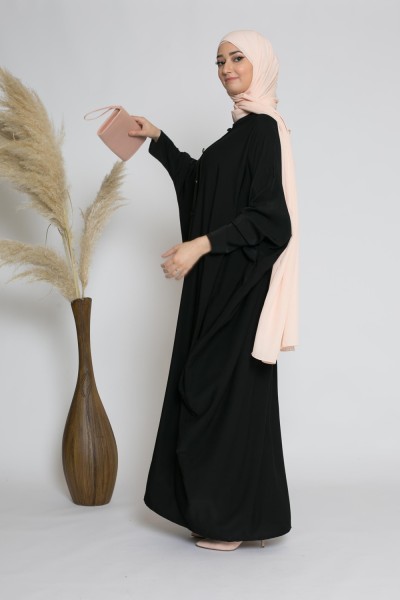 Abaya farasha faux boutons noir boutique femme musulmane
