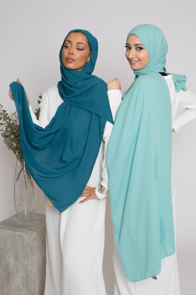 Luxus-Hijab aus lagunengrünem Chiffon