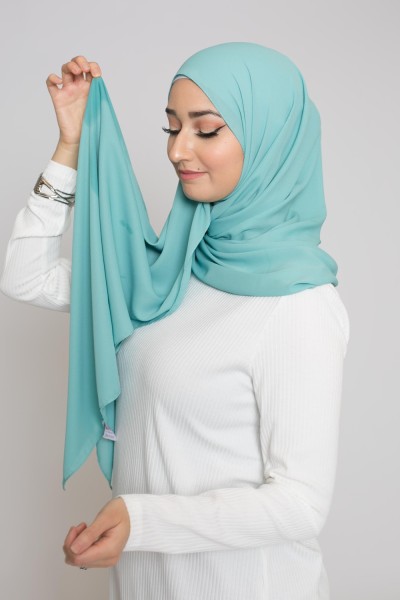 hijab luxe mousseline vert lagon boutique femme musulmane collection printemps été