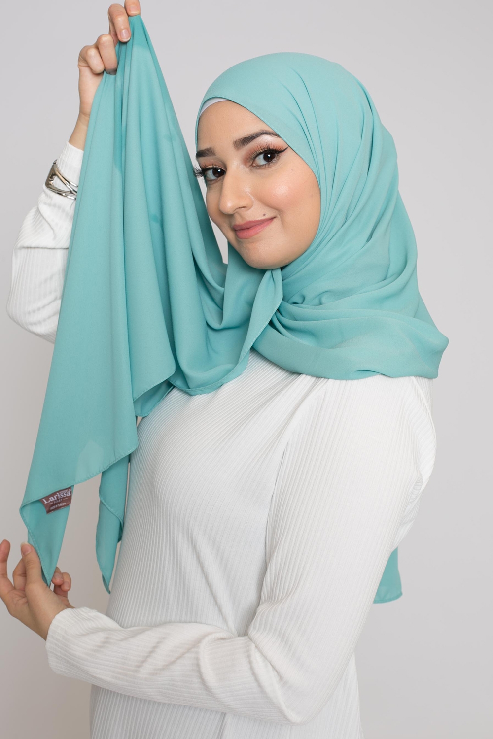 hijab luxe mousseline vert lagon