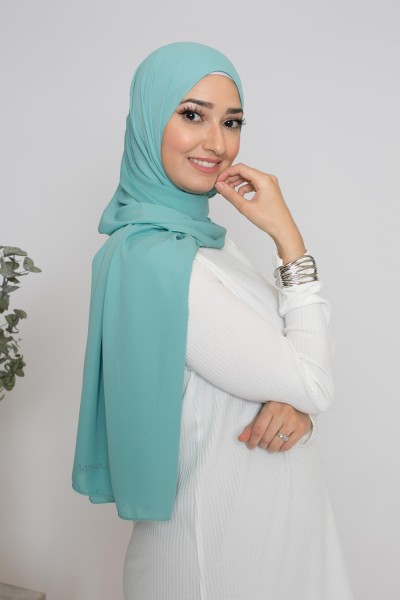 lagoon green chiffon luxury hijab