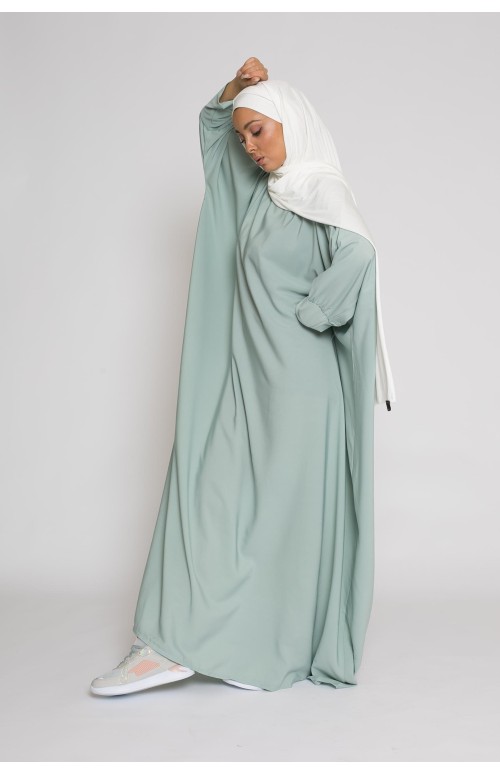 Abaya saoudienne vert eau boutique hijab femme musulmane pas cher
