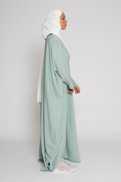 Abaya saoudienne vert eau boutique hijab femme musulmane pas cher
