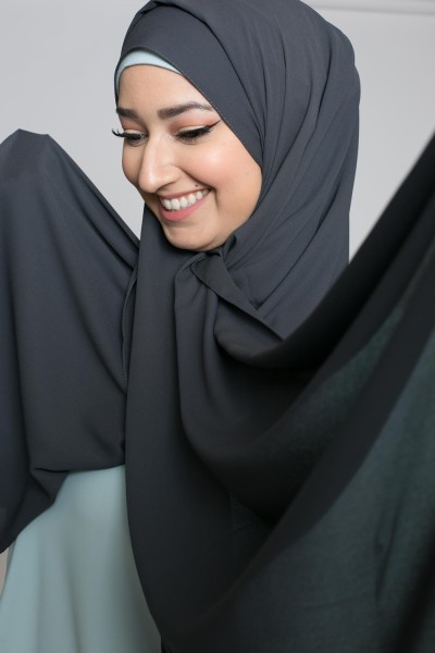 hijab luxe mousseline gris anthracite