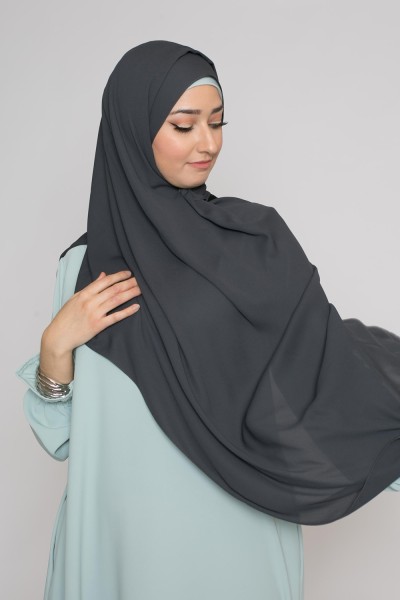 hijab luxe mousseline gris anthracite boutique musulmane