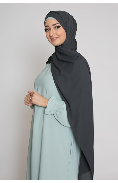 hijab luxe mousseline gris anthracite boutique musulmane