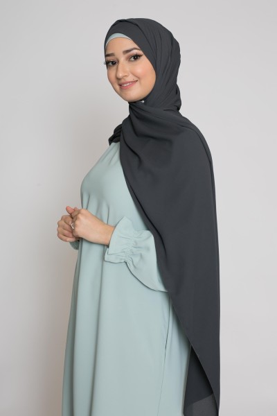 hijab luxe mousseline gris anthracite