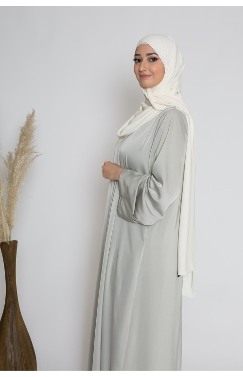Abaya luxery satiné amande collection ramadan 