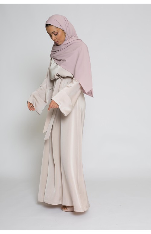 Abaya luxery satiné nude boutique hijab classe pour femme musulmane
