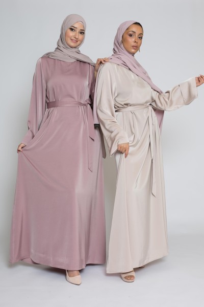 Abaya satinado de lujo nude