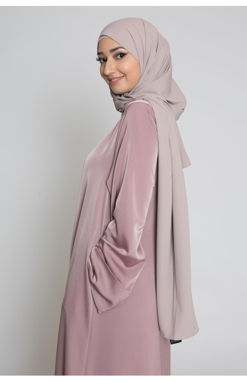 Abaya luxery satiné mauve collection ramadan boutique hijab pour femme musulmane