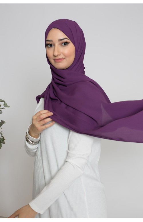 hijab luxe mousseline aubergine boutique musulmane
