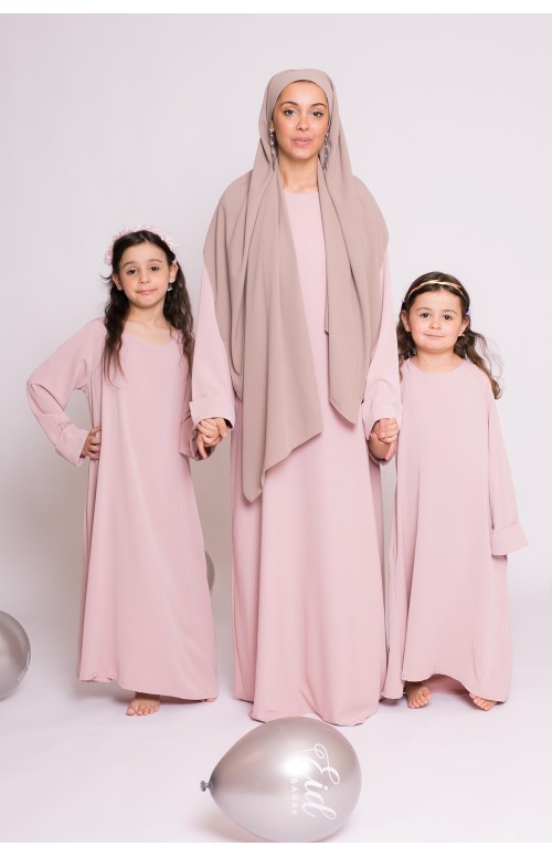 Abaya casual rose poudré nouvelle collection femme musulmane boutique moderne