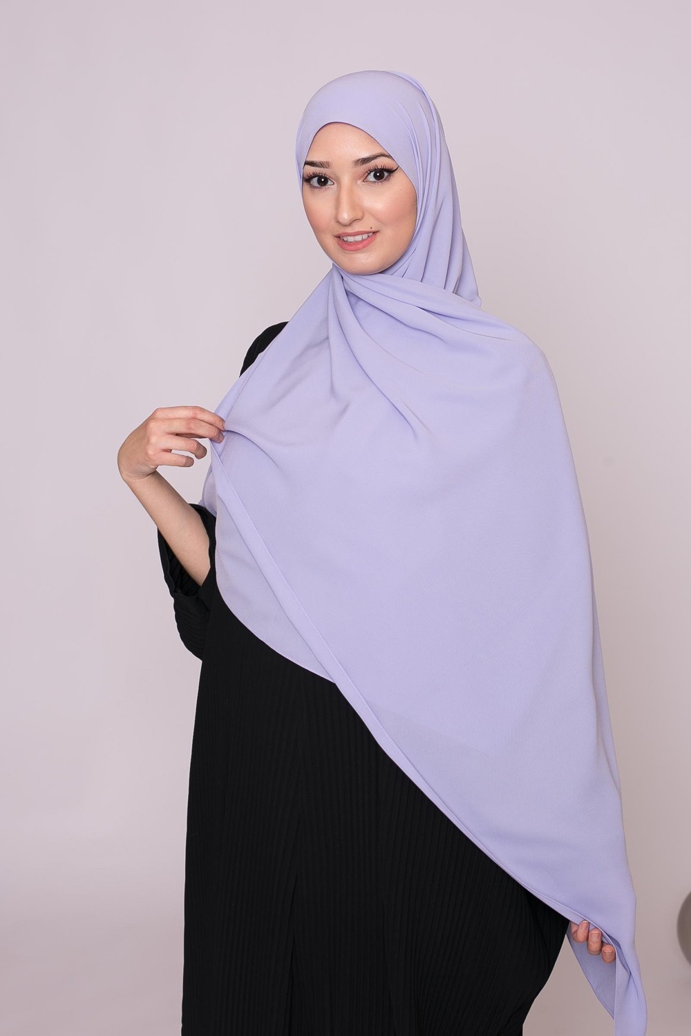 Hijab soie de médine lilas boutique musulmane pas cher