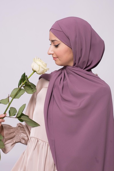 Hijab cruzado para anudar seda de medina lila oscuro