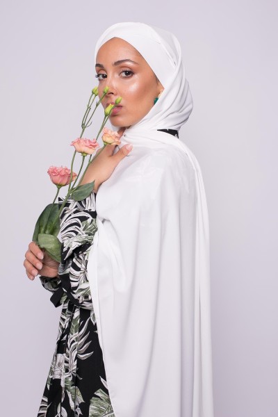 Crossover-Hijab zum Binden von cremefarbener Medina-Seide