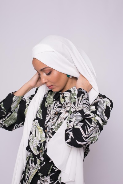 Crossover-Hijab zum Binden von cremefarbener Medina-Seide