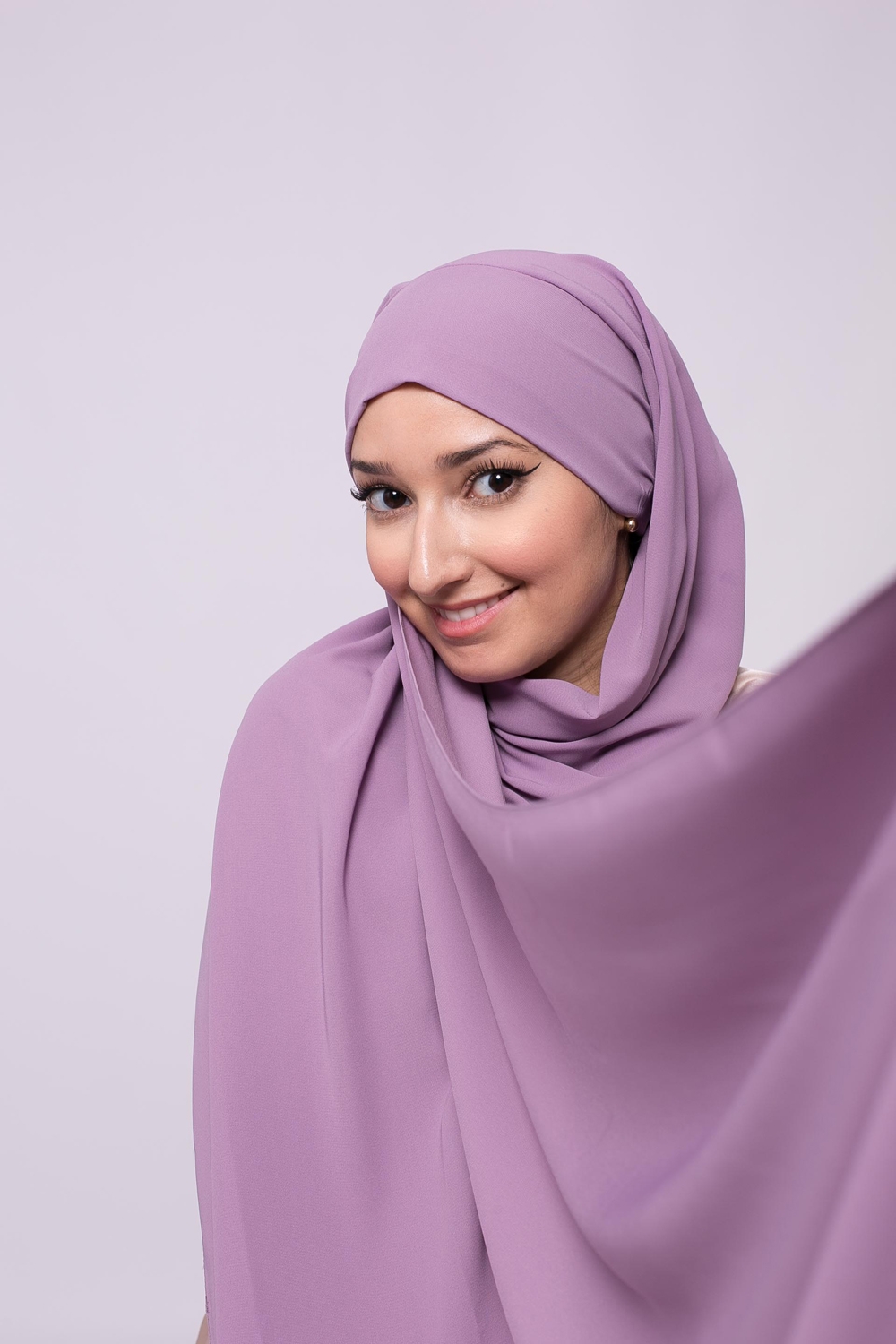 Hijab prêt à nouer soie de médine lavande