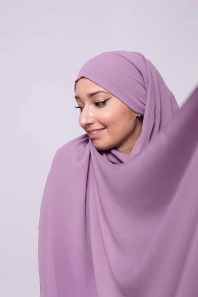 Hijab prêt à nouer soie de médine lavande boutique musulmane