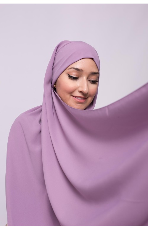 Hijab prêt à nouer soie de médine lavande boutique musulmane