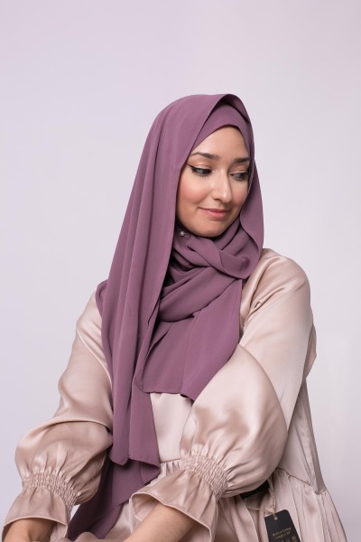 Hijab ready to tie dark lilac medina silk