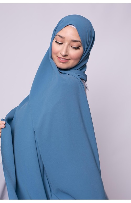 Hijab soie de médine bleu glacé boutique femme musulmane