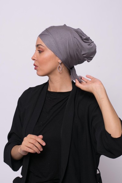 Dark gray crossed viscose turban