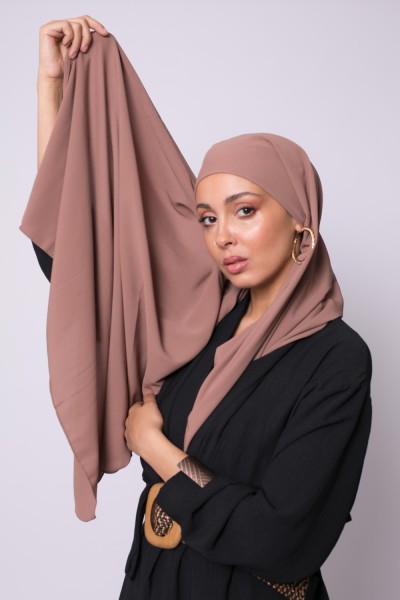 Hijab de seda medina castaño