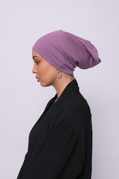 Bonnet tube coton lavande sous hijab pour femme musulmane