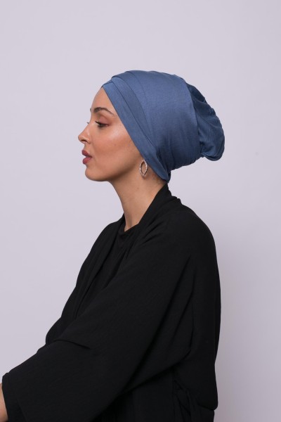 Blue denim crossed viscose turban