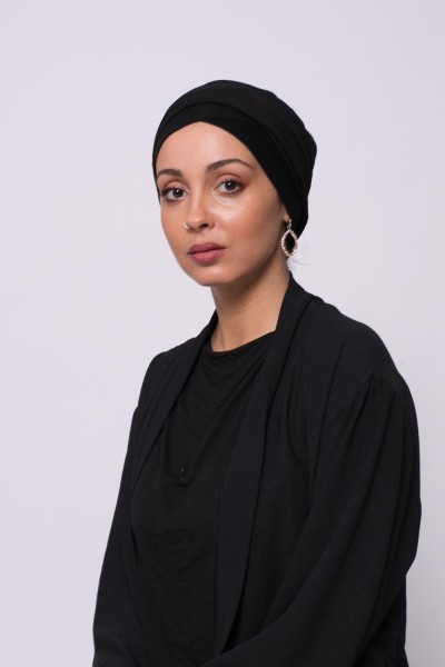 Turban croisé noir boutique femme