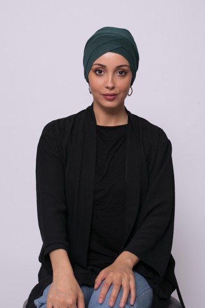Turban croisé vert boutique femme musulmane