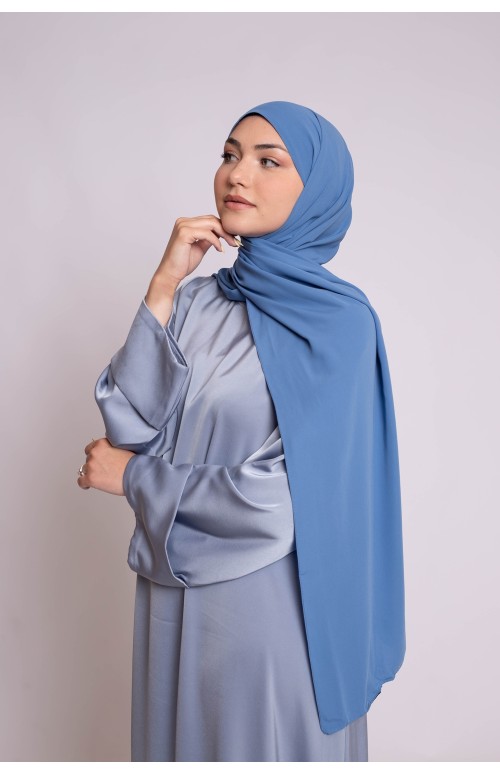 Hijab soie de médine bleu jeans boutique musulmane pour femme