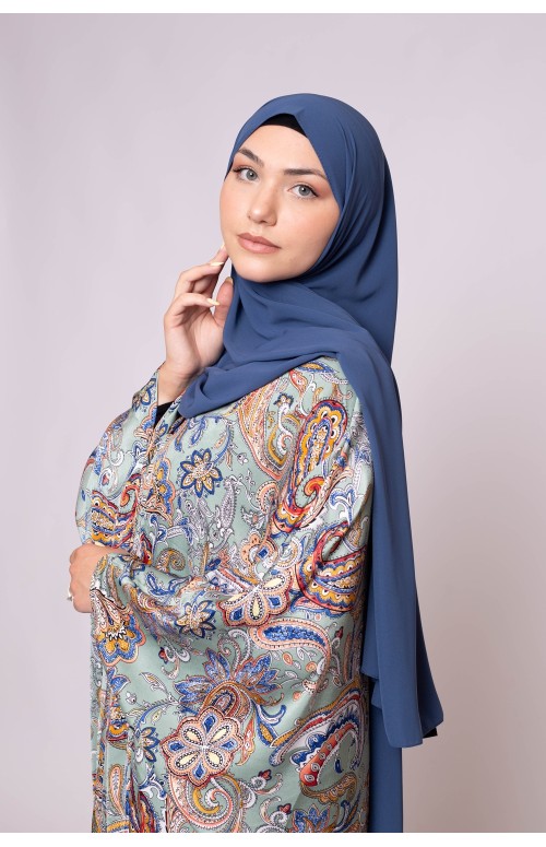 Hijab soie de médine bleu pétrole boutique femme musulmane 