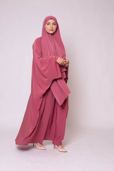 Set Abaya Hijab Kristall Terrakotta